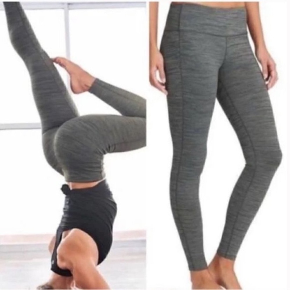 Athleta Chaturanga Yoga Leggings Gray Heathered‎